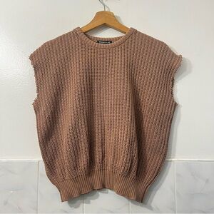 Women’s Fisherman Sweater Vest Chunky Knit XS Academia Grandpa Minimalist Boxy